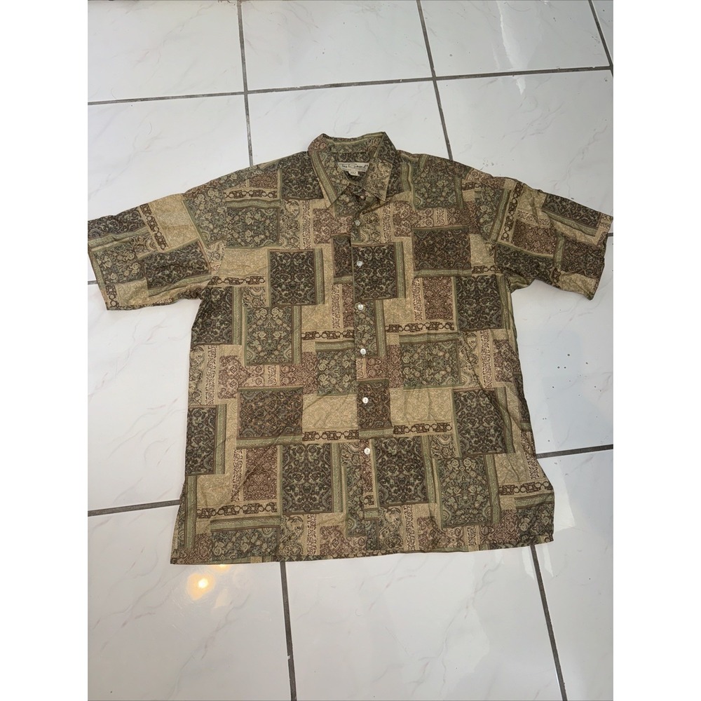 VTG Tori Richard Shirt Mens L Cotton Lawn Abstract Egyptian Button Up Hawaiian